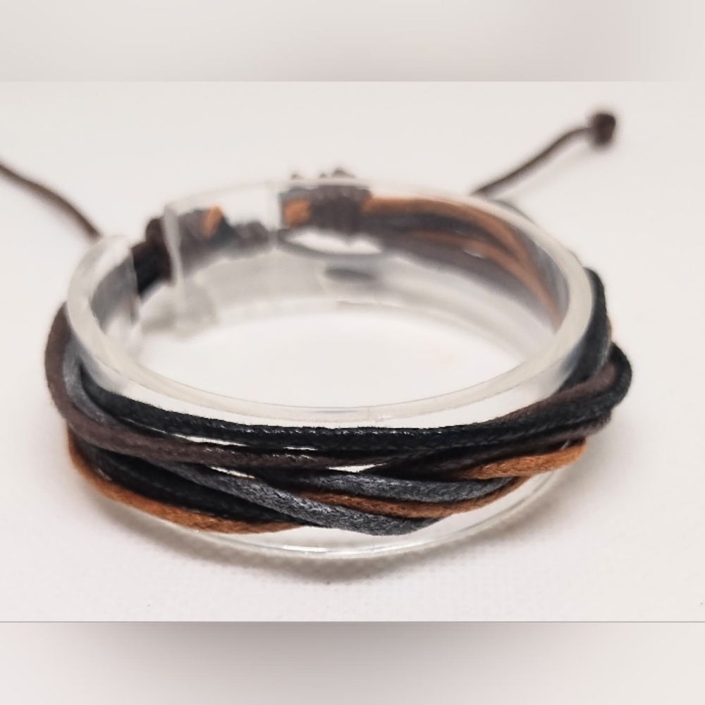 Men's Bracelet Leather Layered Brown NEW f44
